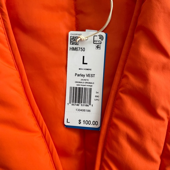 Adidas Orange Puffer Vest - Picture 3 of 7